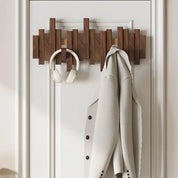 Piano-Style Wooden Coat Rack Elegant Walnut and Beech Design - Image 1