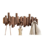 Piano-Style Wooden Coat Rack Elegant Walnut and Beech Design - Image 2