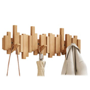 Piano-Style Wooden Coat Rack Elegant Walnut and Beech Design - Image 4