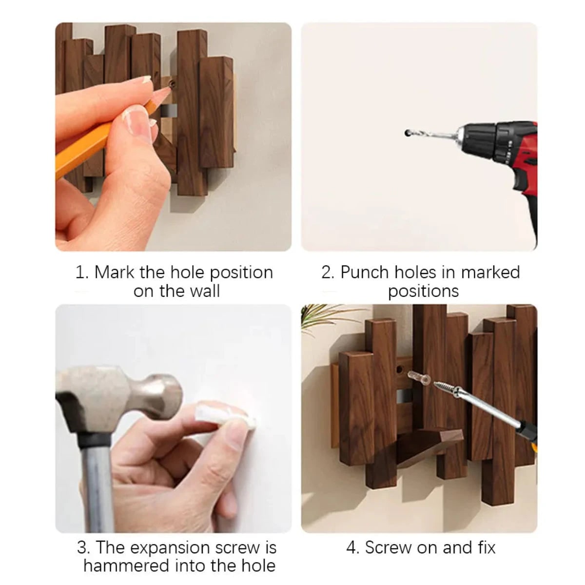 Piano-Style Wooden Coat Rack Elegant Walnut and Beech Design - Image 7
