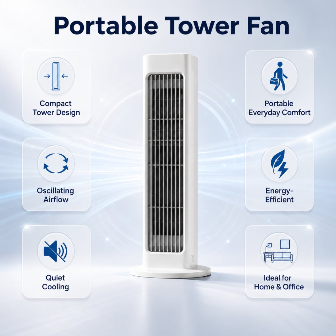 Portable Fan Tower Fan Oscillating Design - Image 5