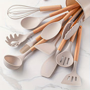 Premium Kitchen Utensil Set Bamboo Handles 12-Piece Collection - Image 1