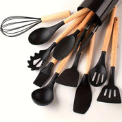 Premium Kitchen Utensil Set Bamboo Handles 12-Piece Collection - Image 11