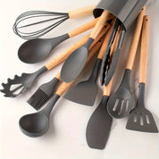 Premium Kitchen Utensil Set Bamboo Handles 12-Piece Collection - Image 12