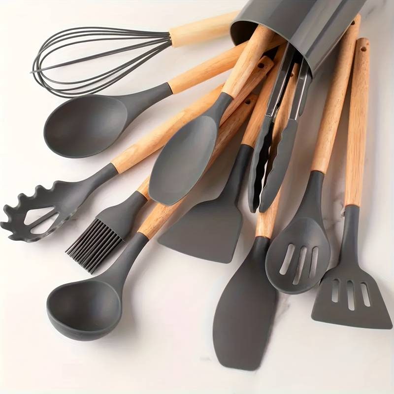 Premium Kitchen Utensil Set Bamboo Handles 12-Piece Collection - Image 12