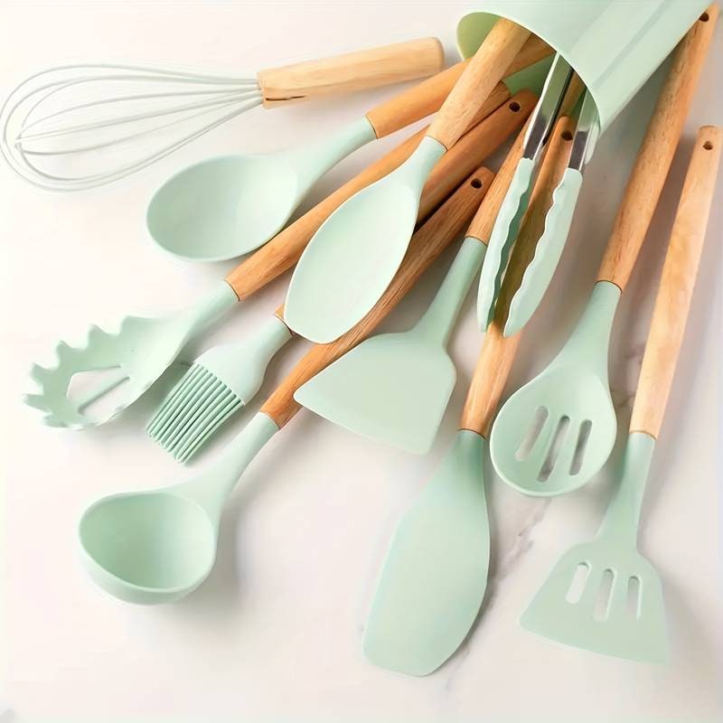 Premium Kitchen Utensil Set Bamboo Handles 12-Piece Collection - Image 13