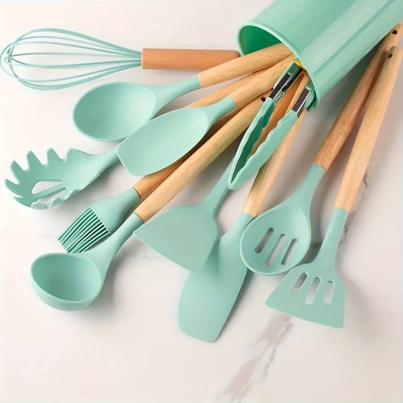 Premium Kitchen Utensil Set Bamboo Handles 12-Piece Collection - Image 14