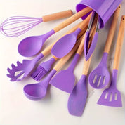 Premium Kitchen Utensil Set Bamboo Handles 12-Piece Collection - Image 15