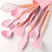 Premium Kitchen Utensil Set Bamboo Handles 12-Piece Collection - Image 17