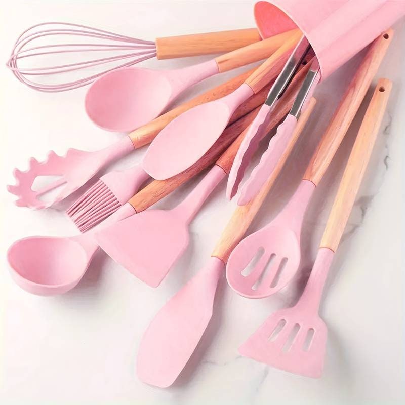 Premium Kitchen Utensil Set Bamboo Handles 12-Piece Collection - Image 17