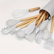 Premium Kitchen Utensil Set Bamboo Handles 12-Piece Collection - Image 18