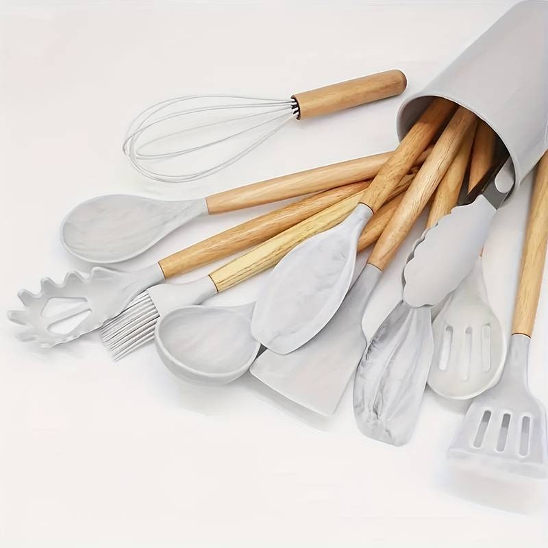 Premium Kitchen Utensil Set Bamboo Handles 12-Piece Collection - Image 18