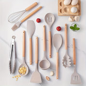 Premium Kitchen Utensil Set Bamboo Handles 12-Piece Collection - Image 2