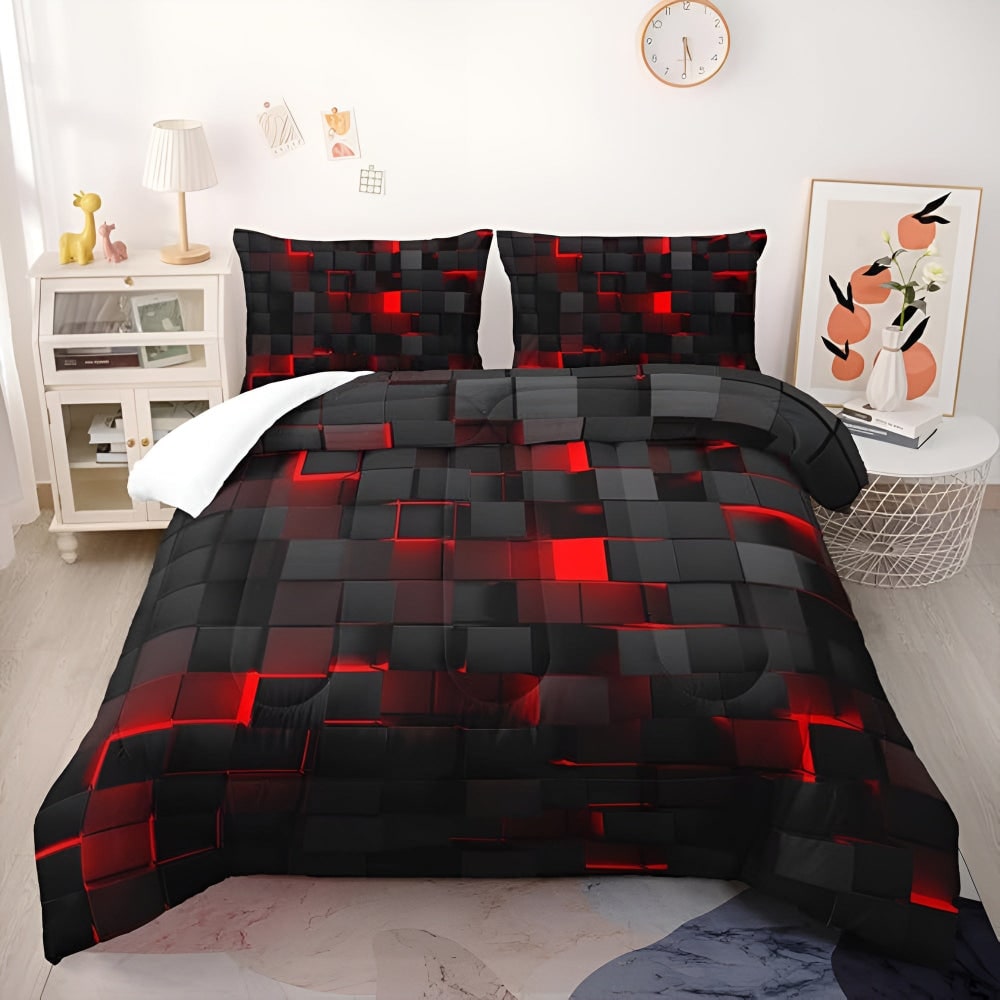 Quilt Cover Set Modern Geometric Design 3 Piece Bedding Set - Image 8