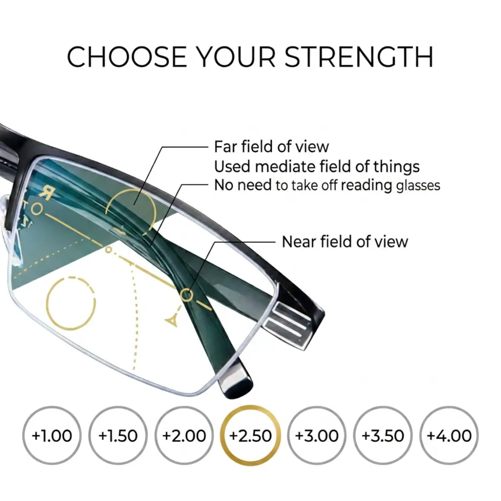 Reading Glasses Multi Focal Progressive Rectangular Frame - Image 7