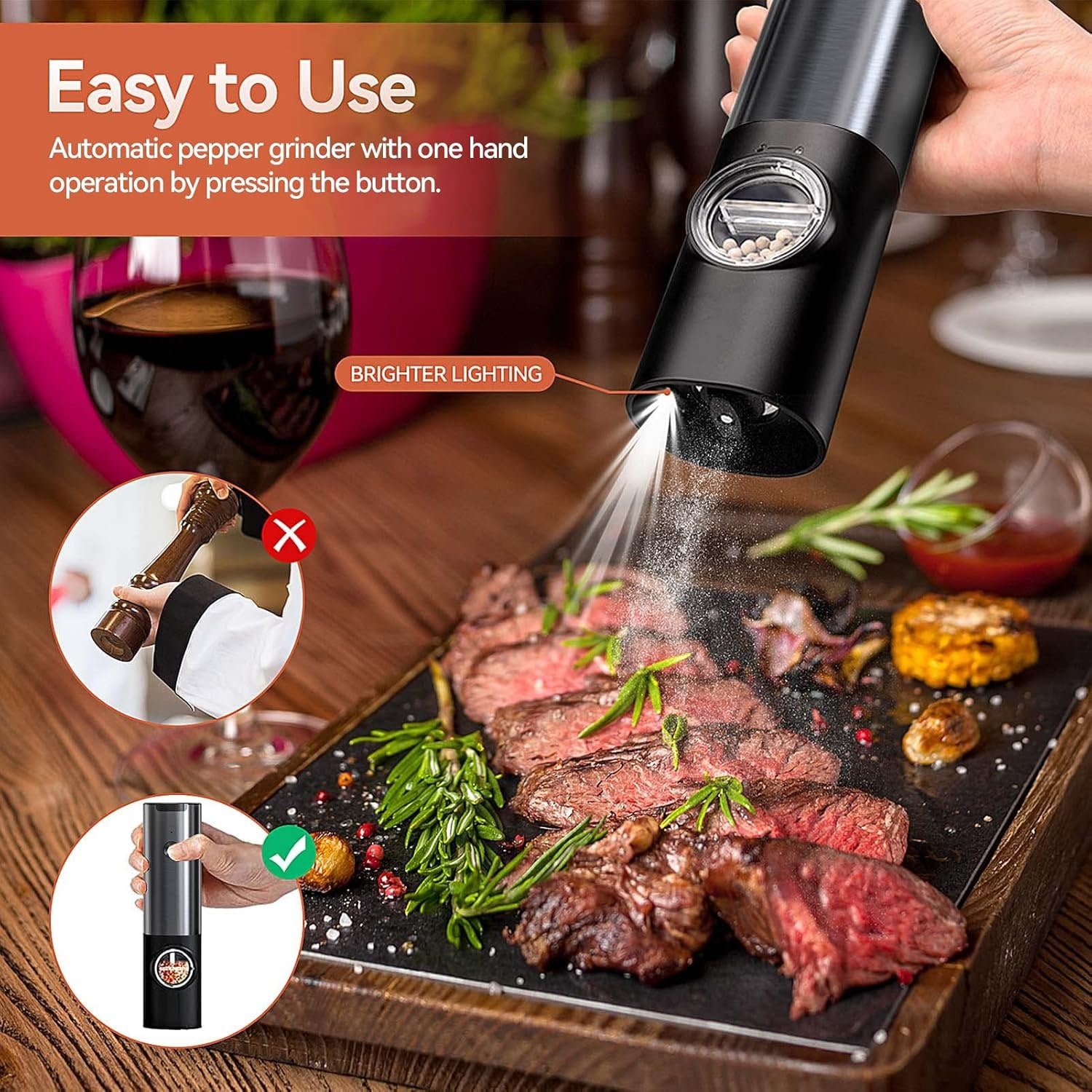 Rechargeable Electric Salt and Pepper Mill Set USB Charging - Image 7