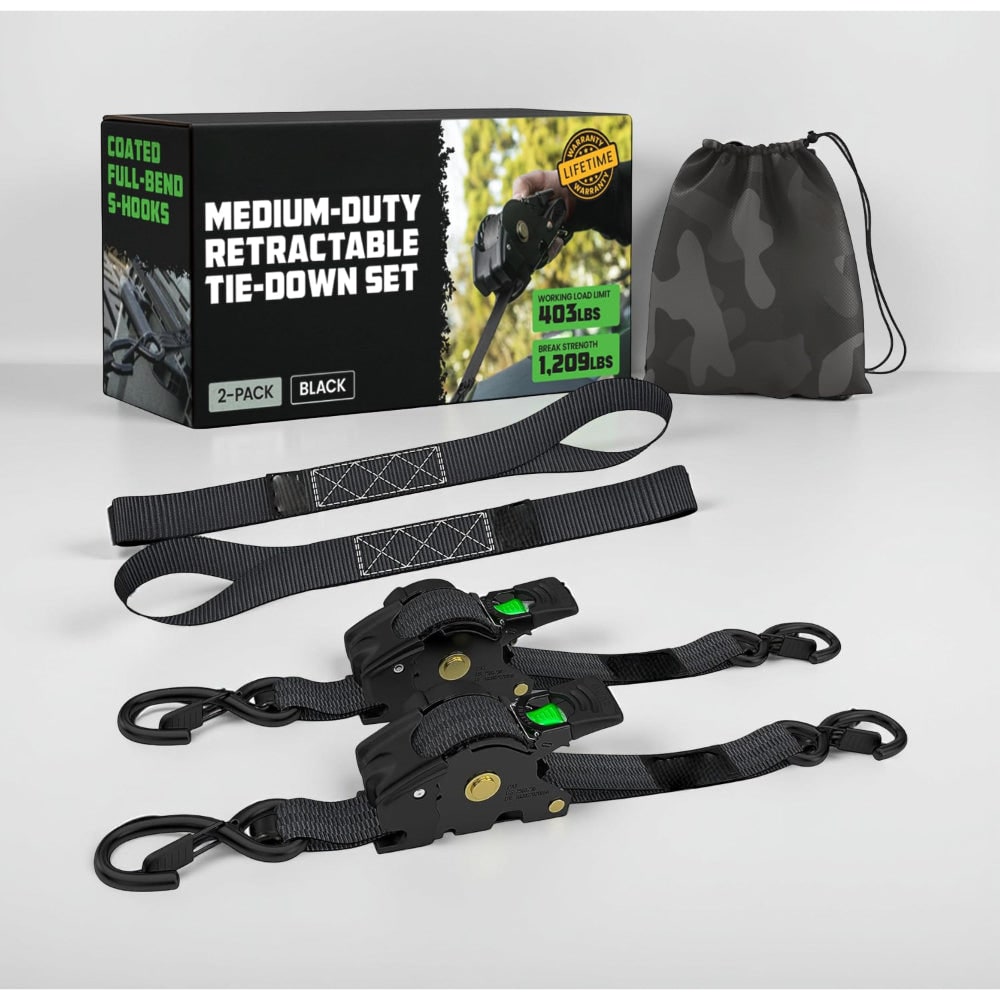 Retractable Ratchet Straps Heavy Duty Tie Down Set - Image 1