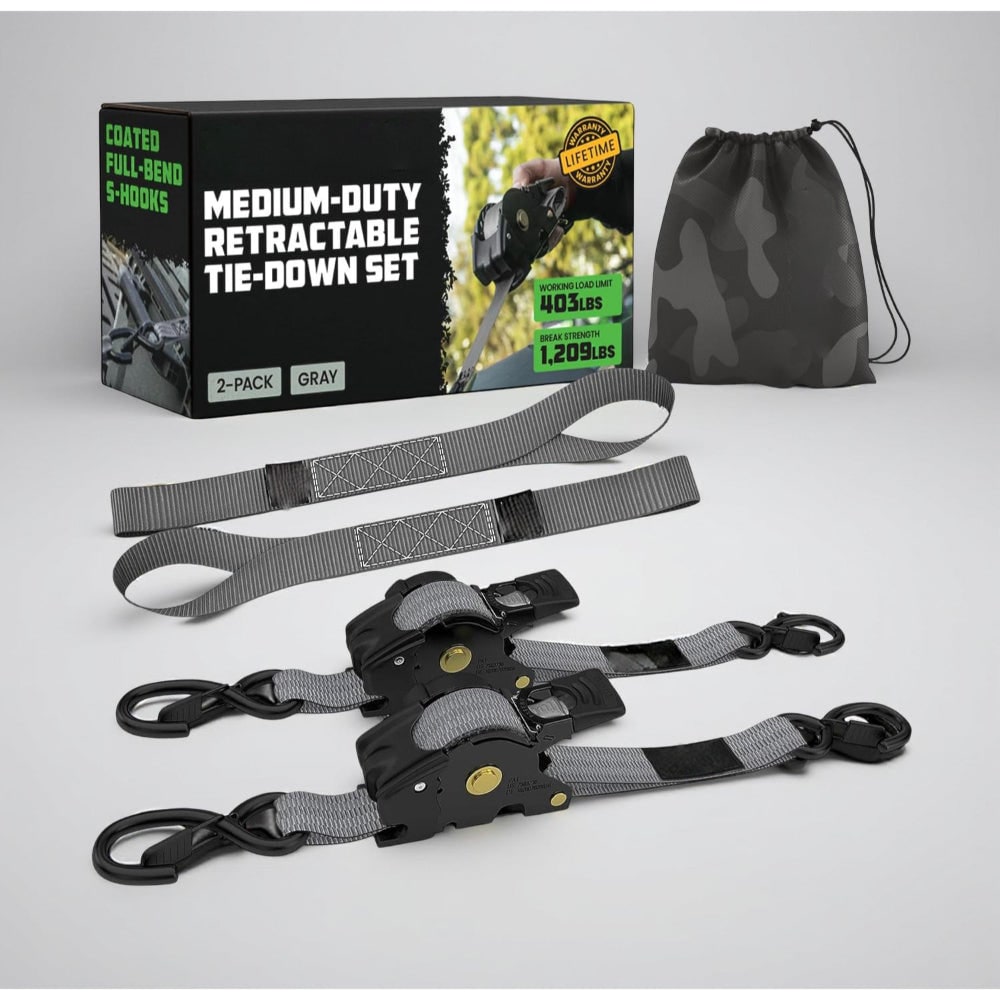 Retractable Ratchet Straps Heavy Duty Tie Down Set - Image 10