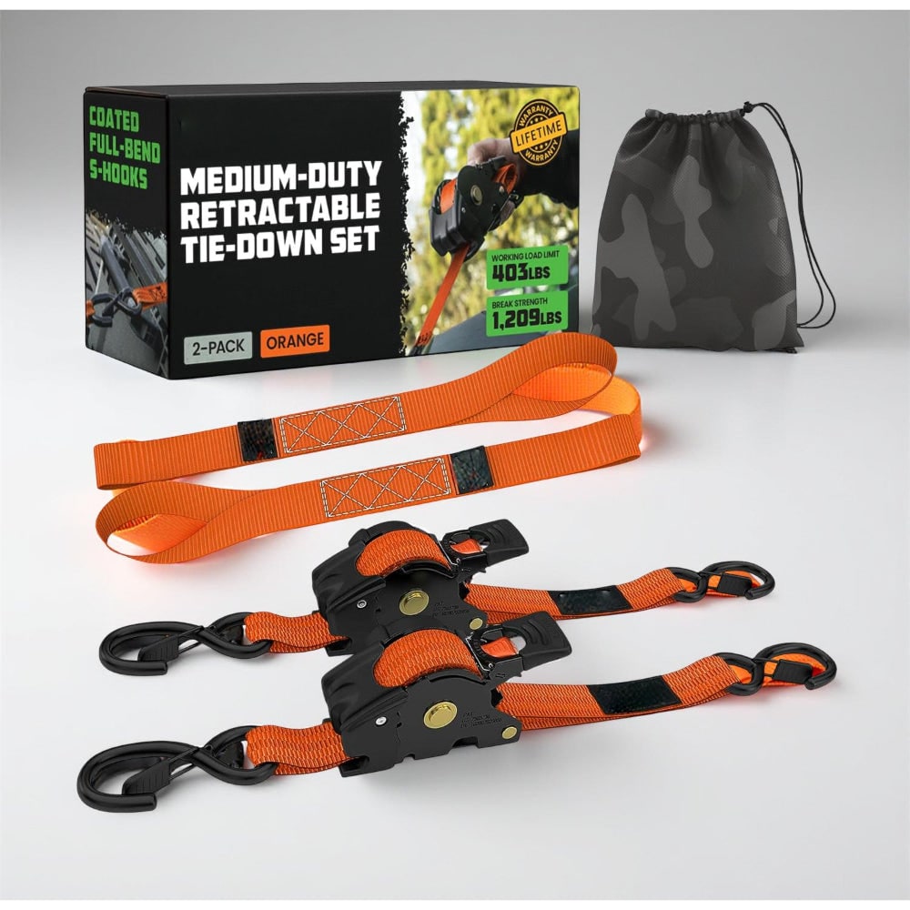 Retractable Ratchet Straps Heavy Duty Tie Down Set - Image 12