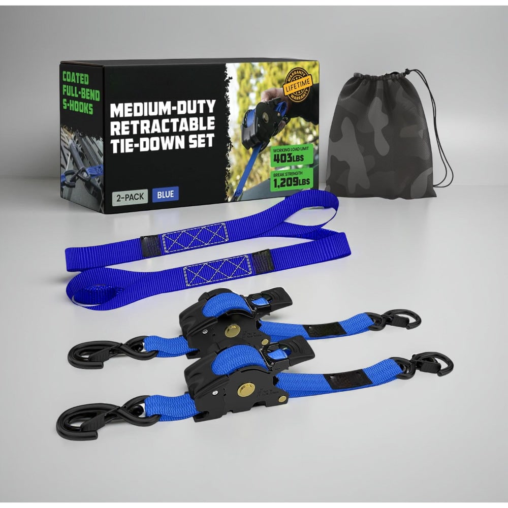 Retractable Ratchet Straps Heavy Duty Tie Down Set - Image 3