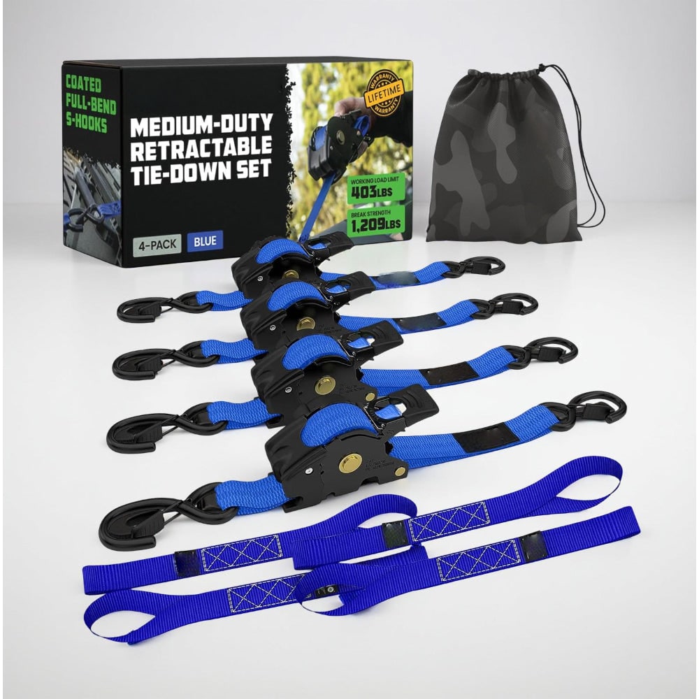 Retractable Ratchet Straps Heavy Duty Tie Down Set - Image 4
