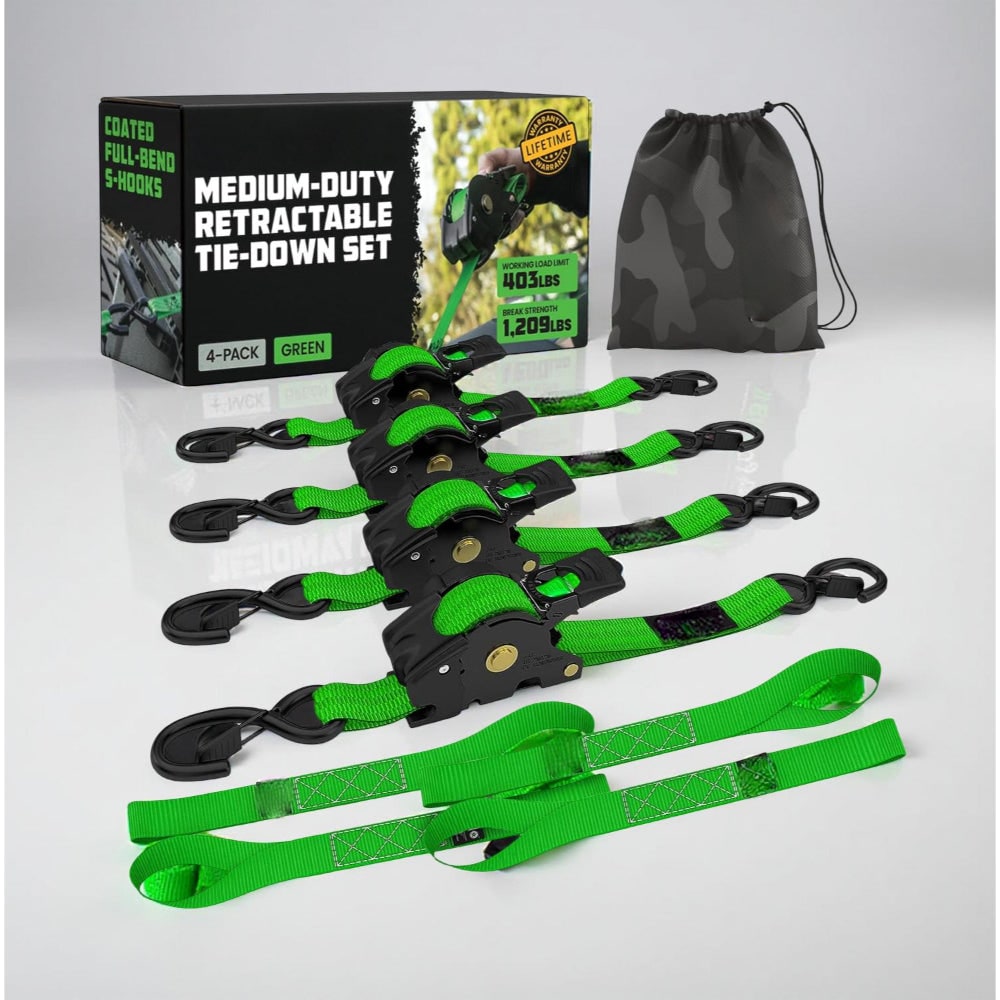 Retractable Ratchet Straps Heavy Duty Tie Down Set - Image 7