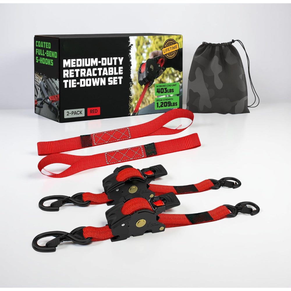 Retractable Ratchet Straps Heavy Duty Tie Down Set - Image 8