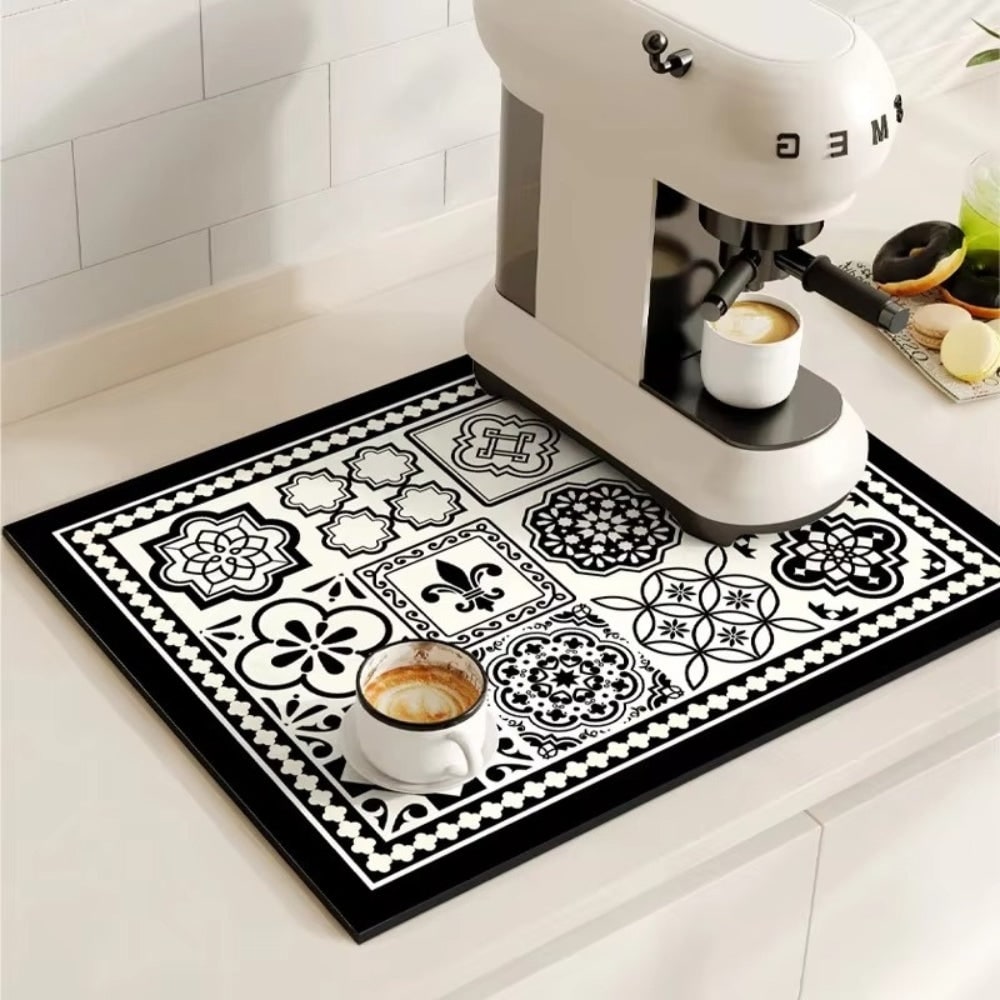 Retro Coffee Mat Absorbent Surface and Stylish Design - Image 1