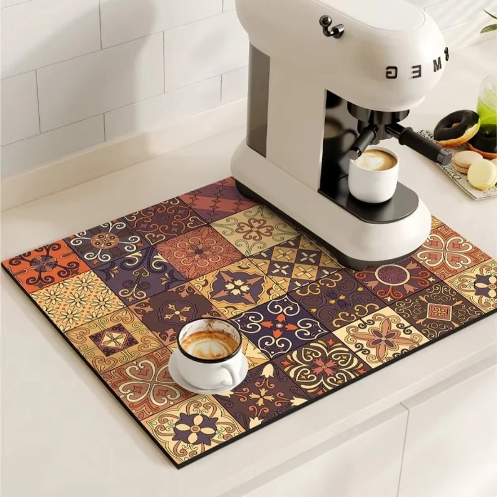 Retro Coffee Mat Absorbent Surface and Stylish Design - Image 12