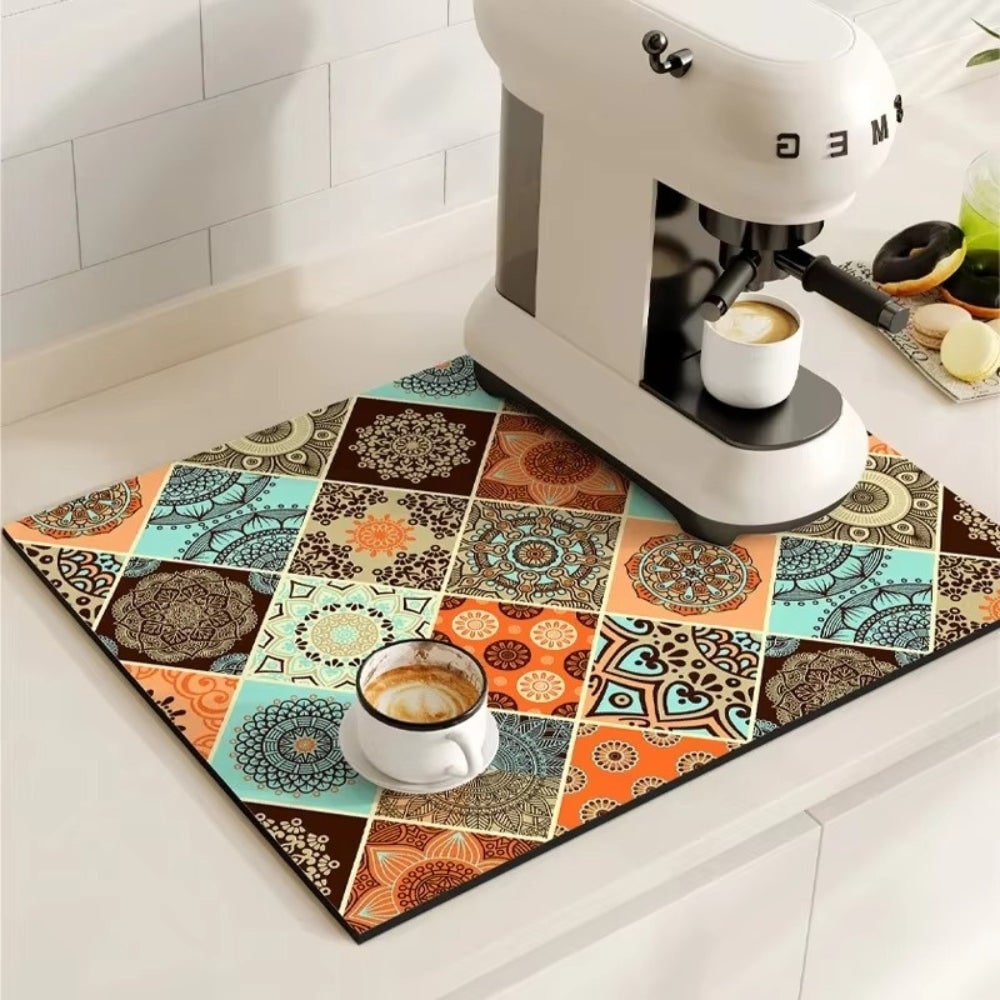 Retro Coffee Mat Absorbent Surface and Stylish Design - Image 13