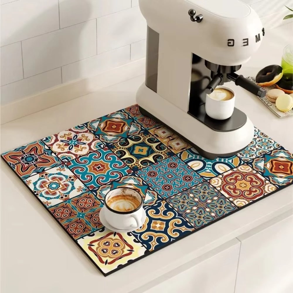 Retro Coffee Mat Absorbent Surface and Stylish Design - Image 3