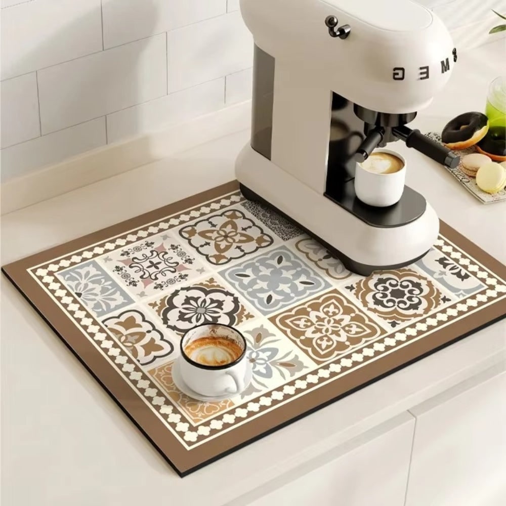Retro Coffee Mat Absorbent Surface and Stylish Design - Image 6