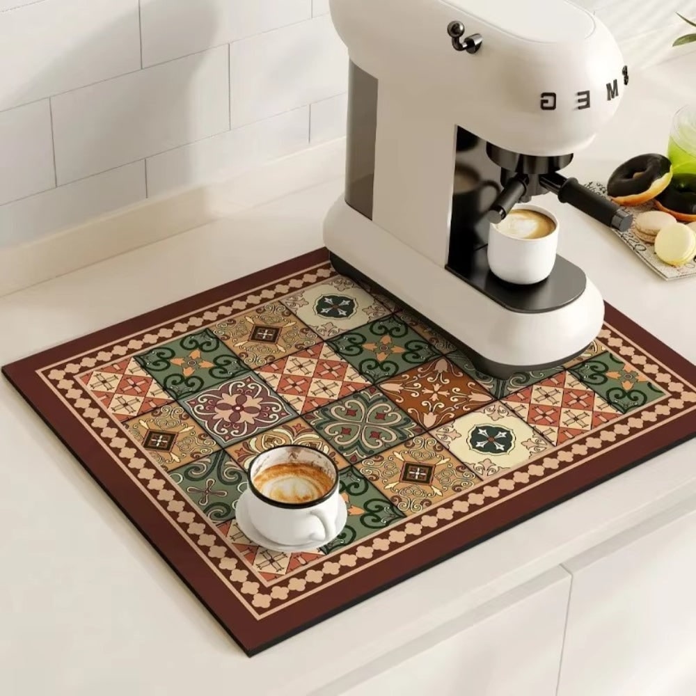 Retro Coffee Mat Absorbent Surface and Stylish Design - Image 7