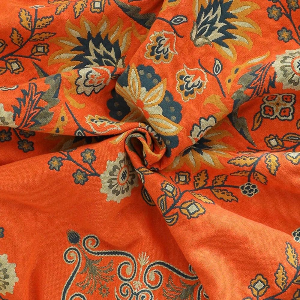 Reversible Cotton Throw Blanket Marigold Floral Design - Image 4