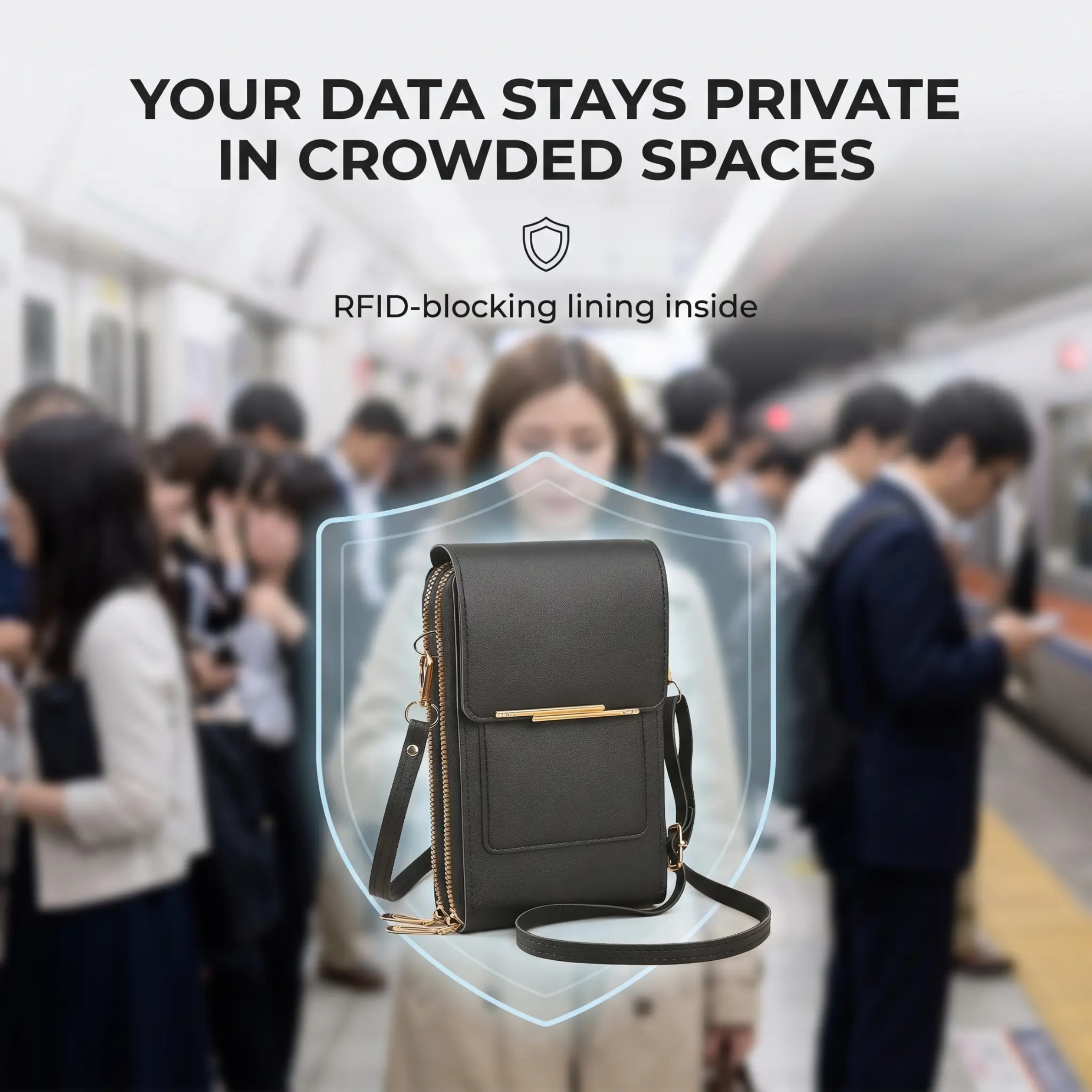 RFID Anti-Theft Phone Wallet Crossbody Bag Secure Travel - Image 2