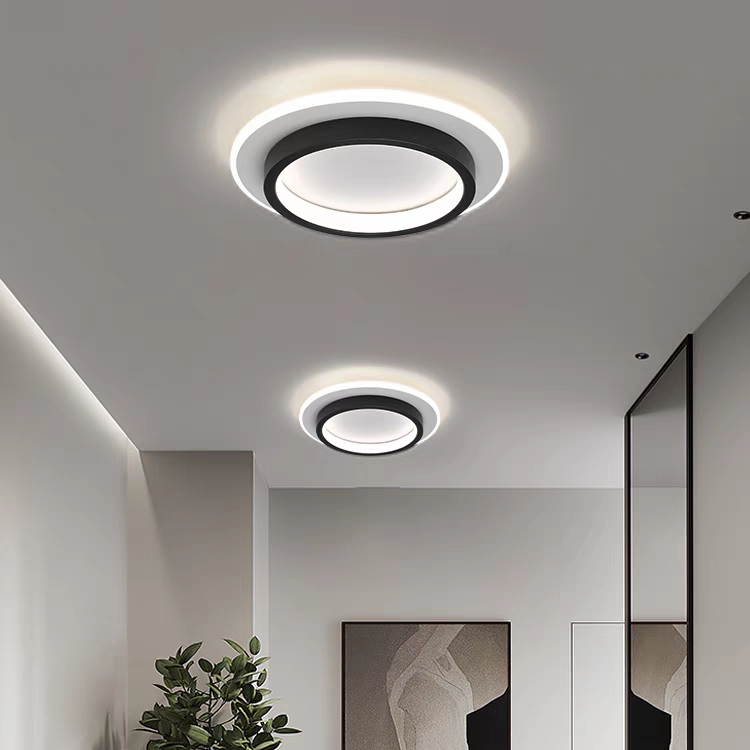 Round LED Ceiling Fixture Hallway Modern Metal Design - Image 1