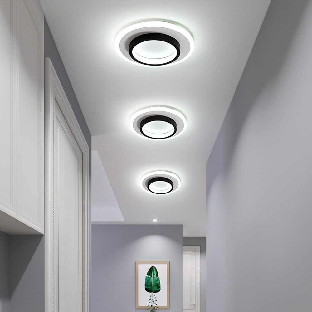Round LED Ceiling Fixture Hallway Modern Metal Design - Image 3