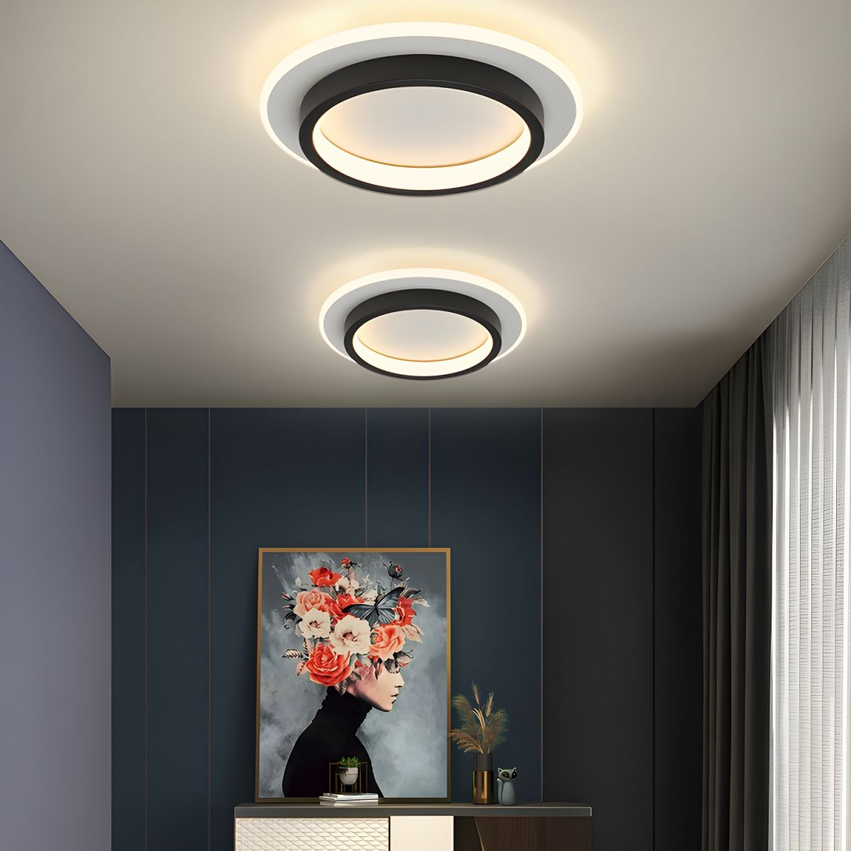 Round LED Ceiling Fixture Hallway Modern Metal Design - Image 8