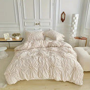 Ruffle Flower Quilt Cover Set Elegant Bedding Cozy Bedrooms - Image 1