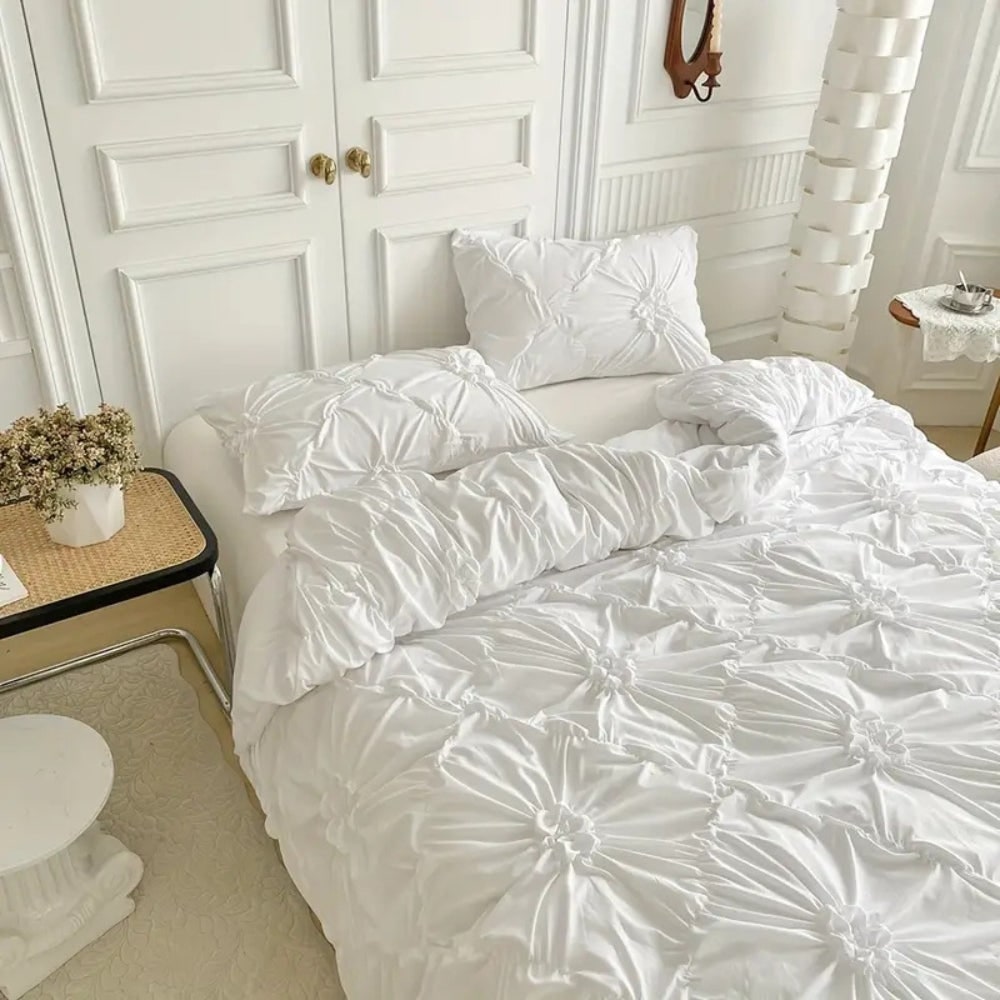 Ruffle Flower Quilt Cover Set Elegant Bedding Cozy Bedrooms - Image 4