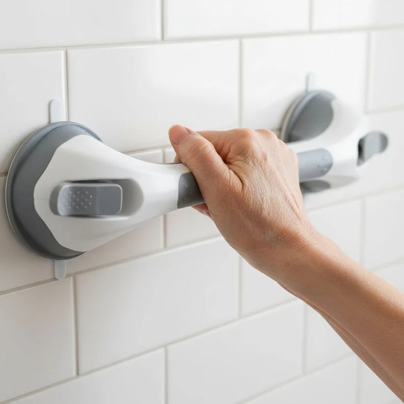 Shower Grab Bar Bathroom Safety Suction Cup Handle Easy Install - Image 1
