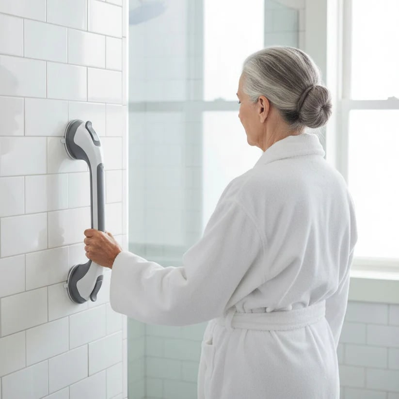 Shower Grab Bar Bathroom Safety Suction Cup Handle Easy Install - Image 2
