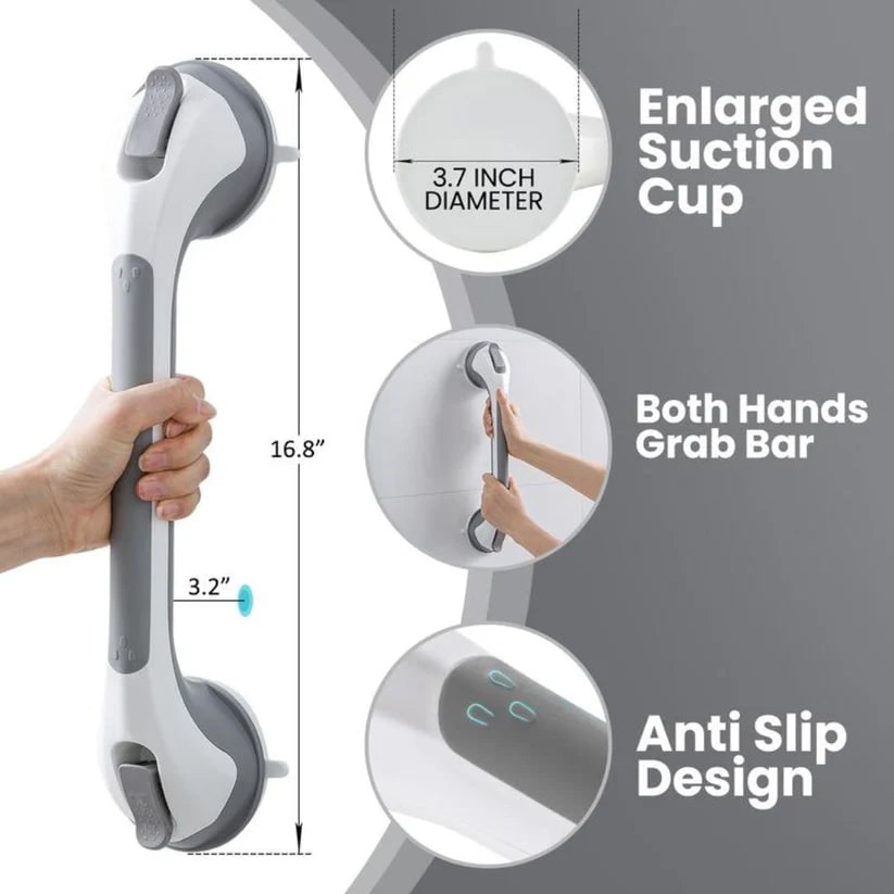 Shower Grab Bar Bathroom Safety Suction Cup Handle Easy Install - Image 5