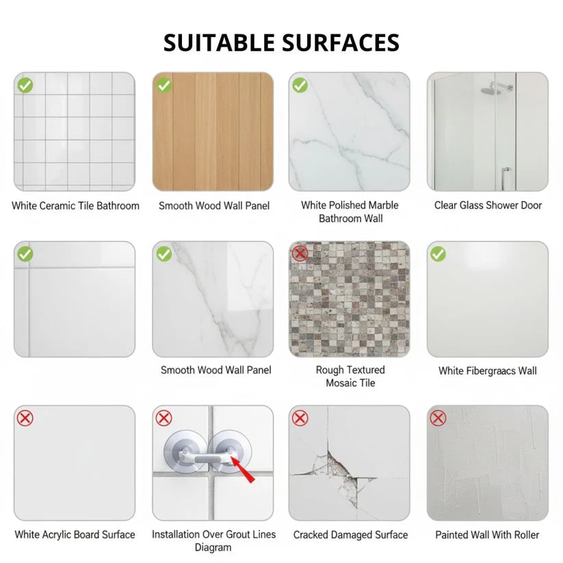 Shower Grab Bar Bathroom Safety Suction Cup Handle Easy Install - Image 6
