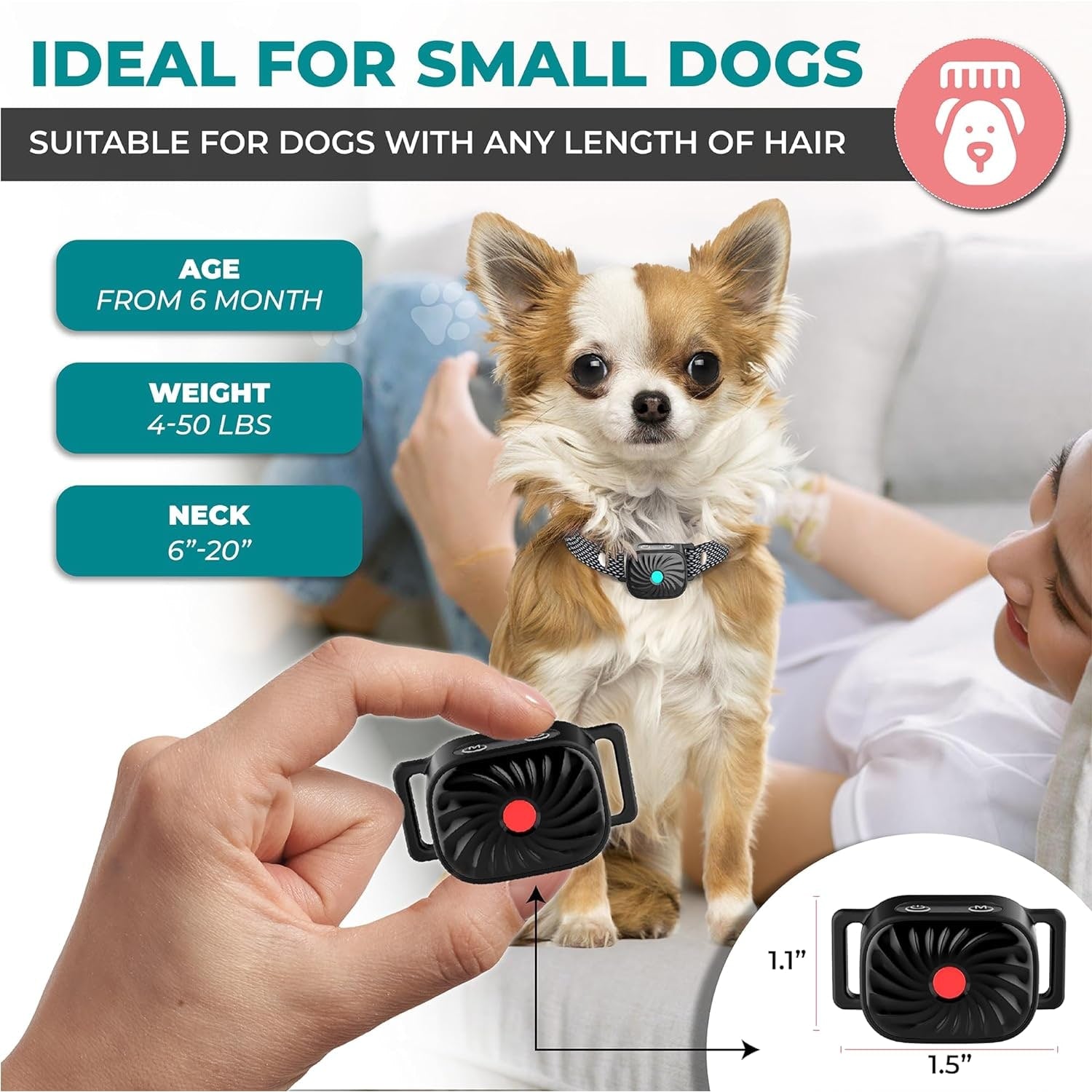 Small Dog Anti-Bark Collar Vibration and Sound Training Features - Image 2
