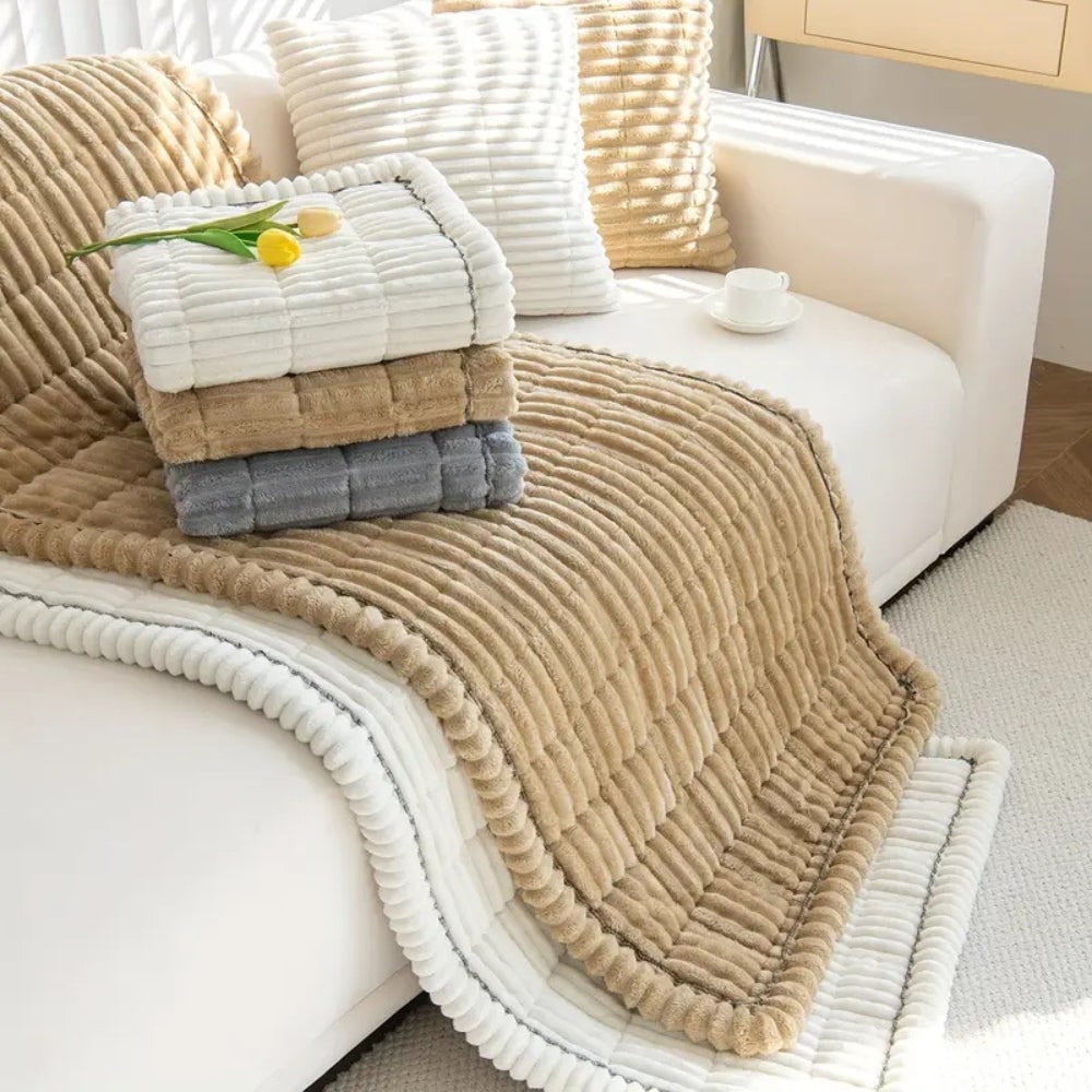 Sofa Cover Couch Cover Plush Pleated Edge Stretch Slipcover - Image 12