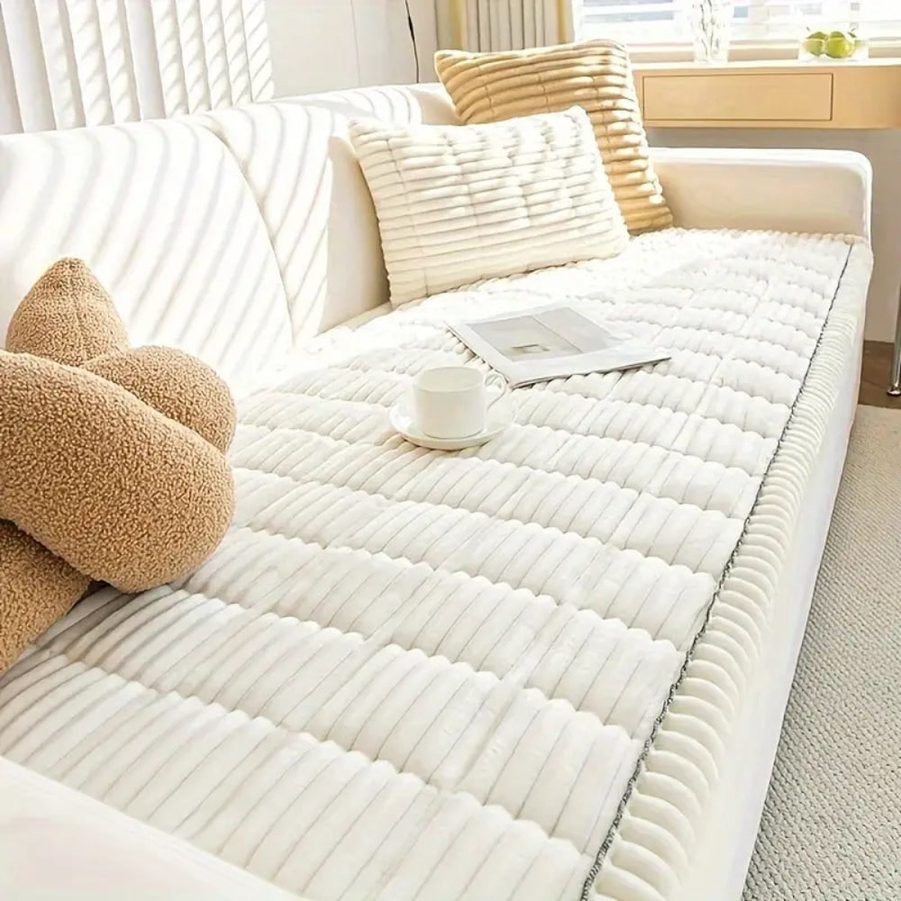 Sofa Cover Couch Cover Plush Pleated Edge Stretch Slipcover - Image 2