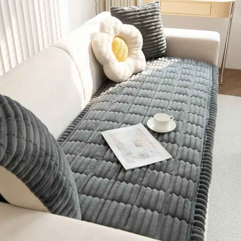 Sofa Cover Couch Cover Plush Pleated Edge Stretch Slipcover - Image 3