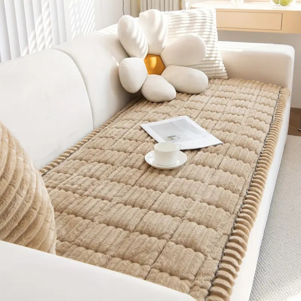 Sofa Cover Couch Cover Plush Pleated Edge Stretch Slipcover - Image 4