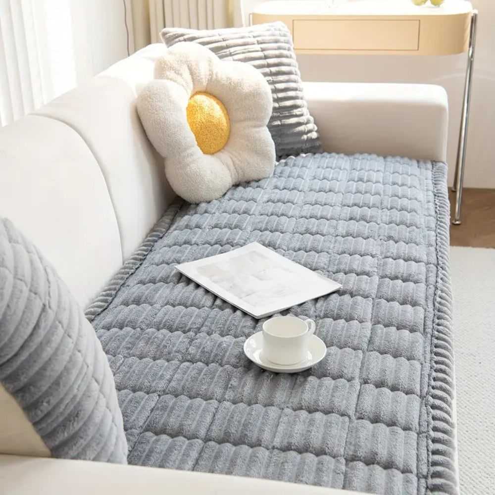 Sofa Cover Couch Cover Plush Pleated Edge Stretch Slipcover - Image 6